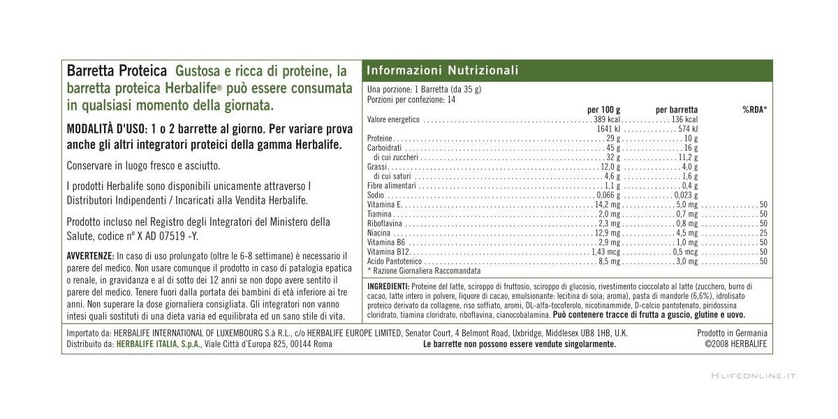 Herbalife Barrette proteiche gusto cacao e arachidi